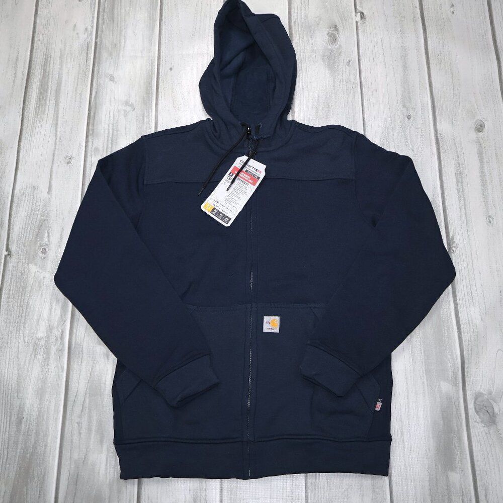 NEW Carhartt Flame-Resistant Rain Defender Relaxed Fit Hooded Fleece Jacket